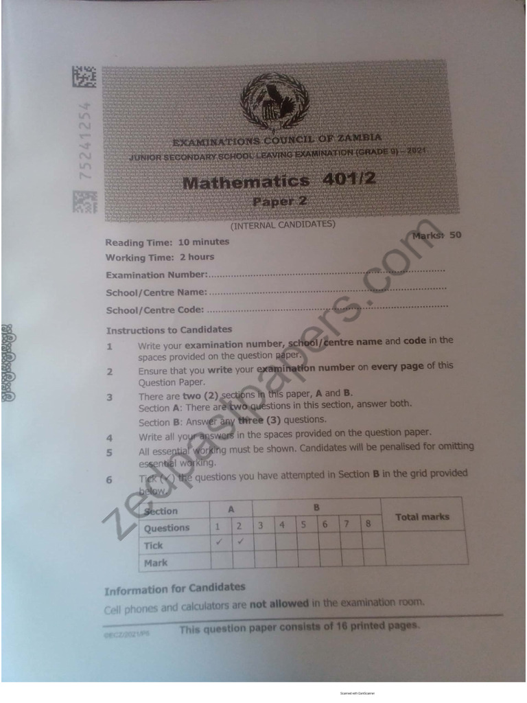 2021 G9 Internal P2 Math | PDF