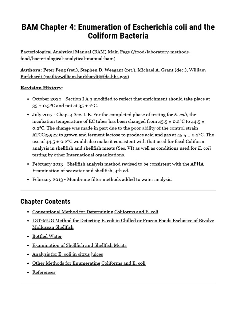 E. coli Testing Methods for Crustaceans | PDF | Escherichia Coli ...
