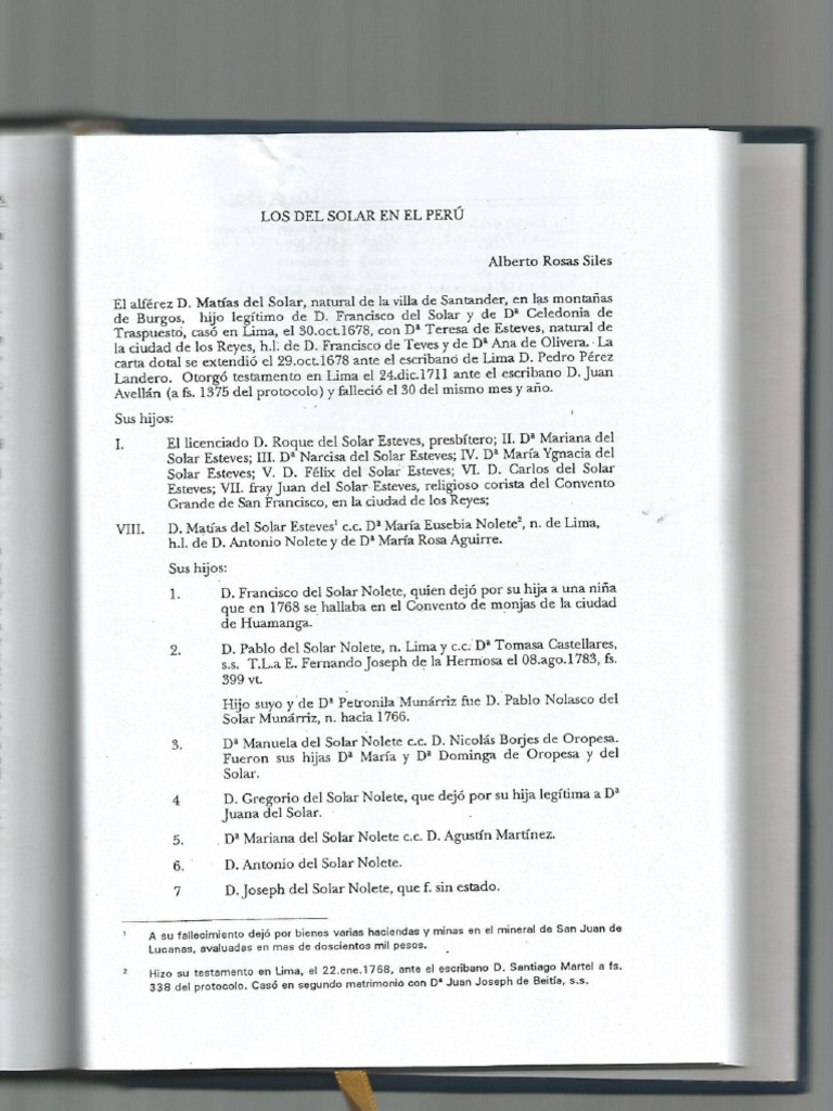 Los Del Solar en El Peru Por Alberto Rosas Siles IPIG | PDF