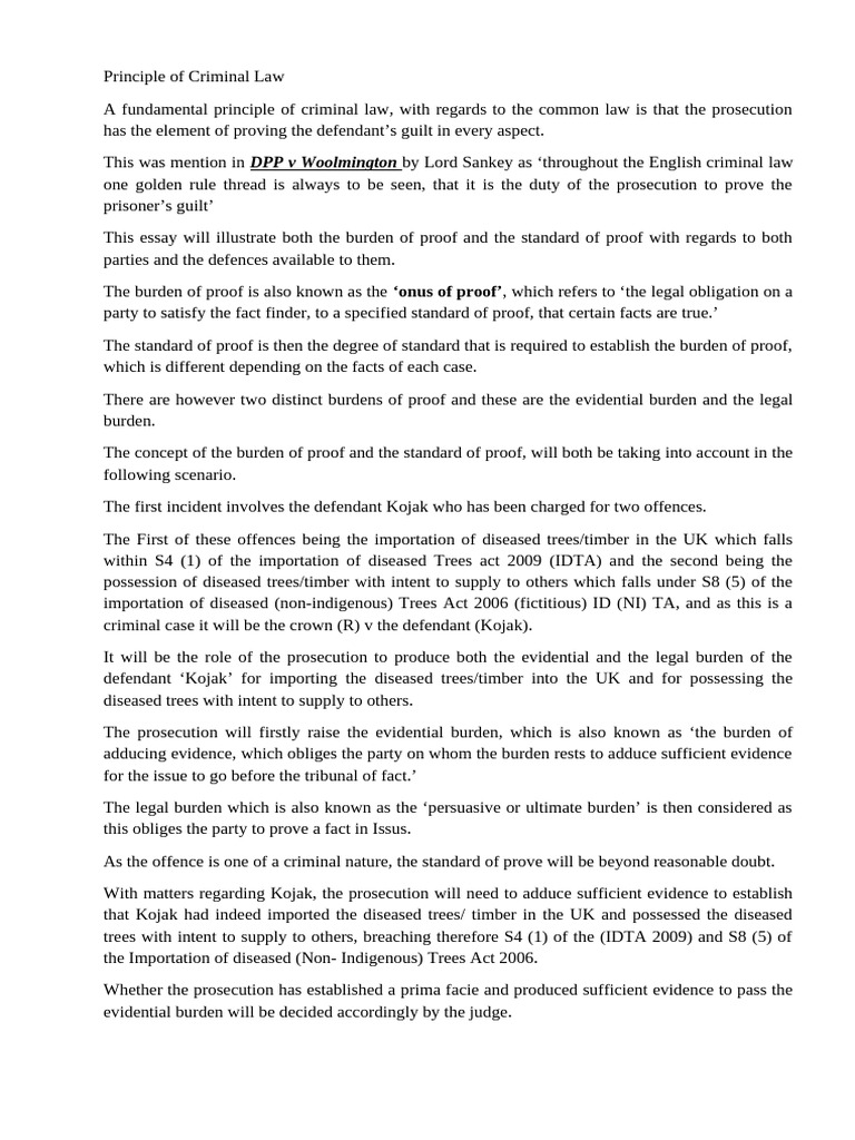 Principle of Criminal Law | PDF | Burden Of Proof (Law) | Presumption ...