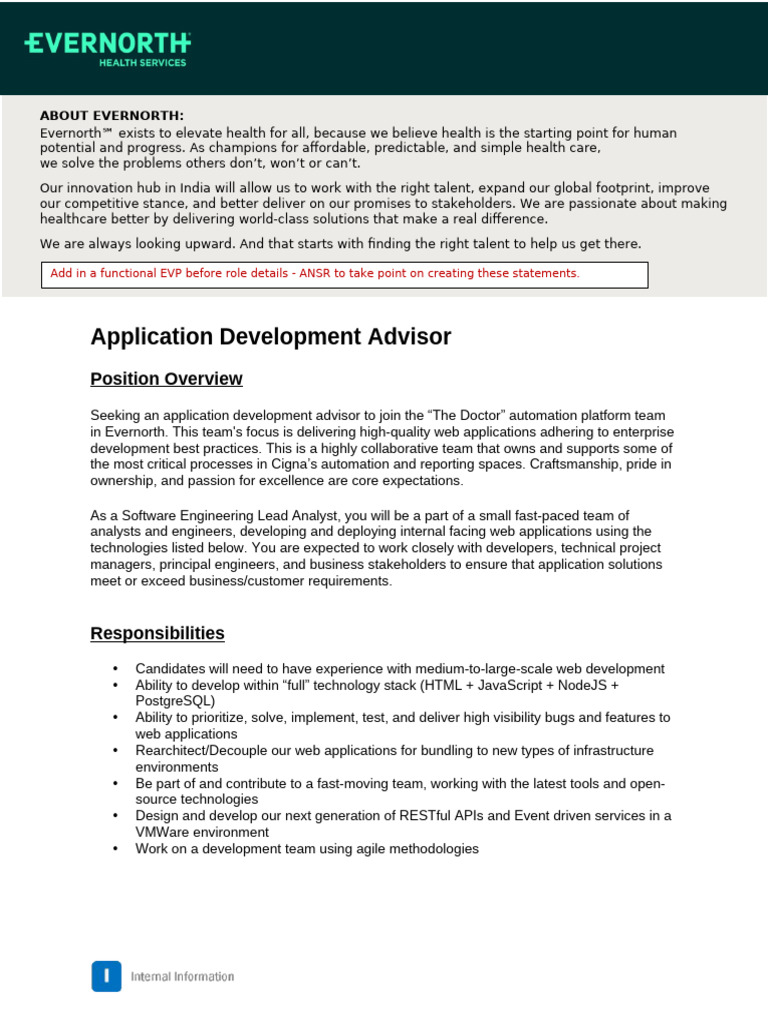 Application Development Advisor Role | PDF | Application Software | Cigna