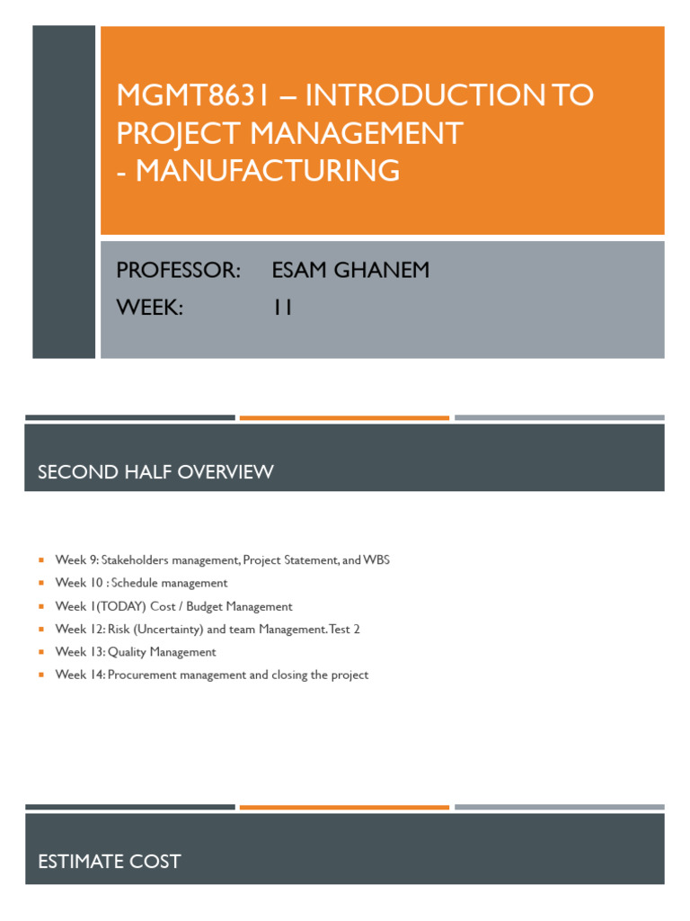 Project Cost Management Overview | PDF | Business