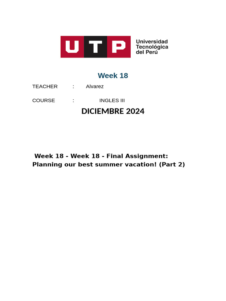 Week 18 - Final Assignment | PDF