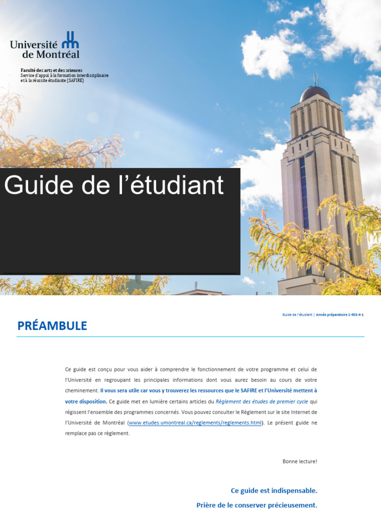 Guide de l'étudiant : Année préparatoire | PDF | Plagiat | Mathématiques