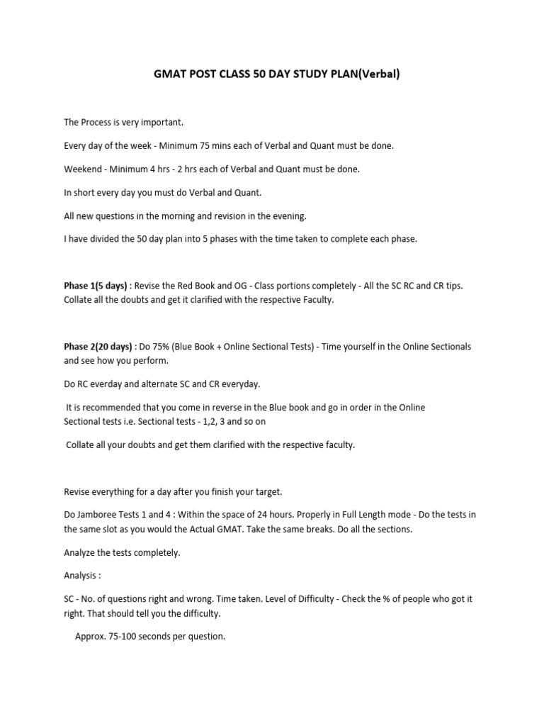 Gmat post class study plan jamboree pdf graduate management