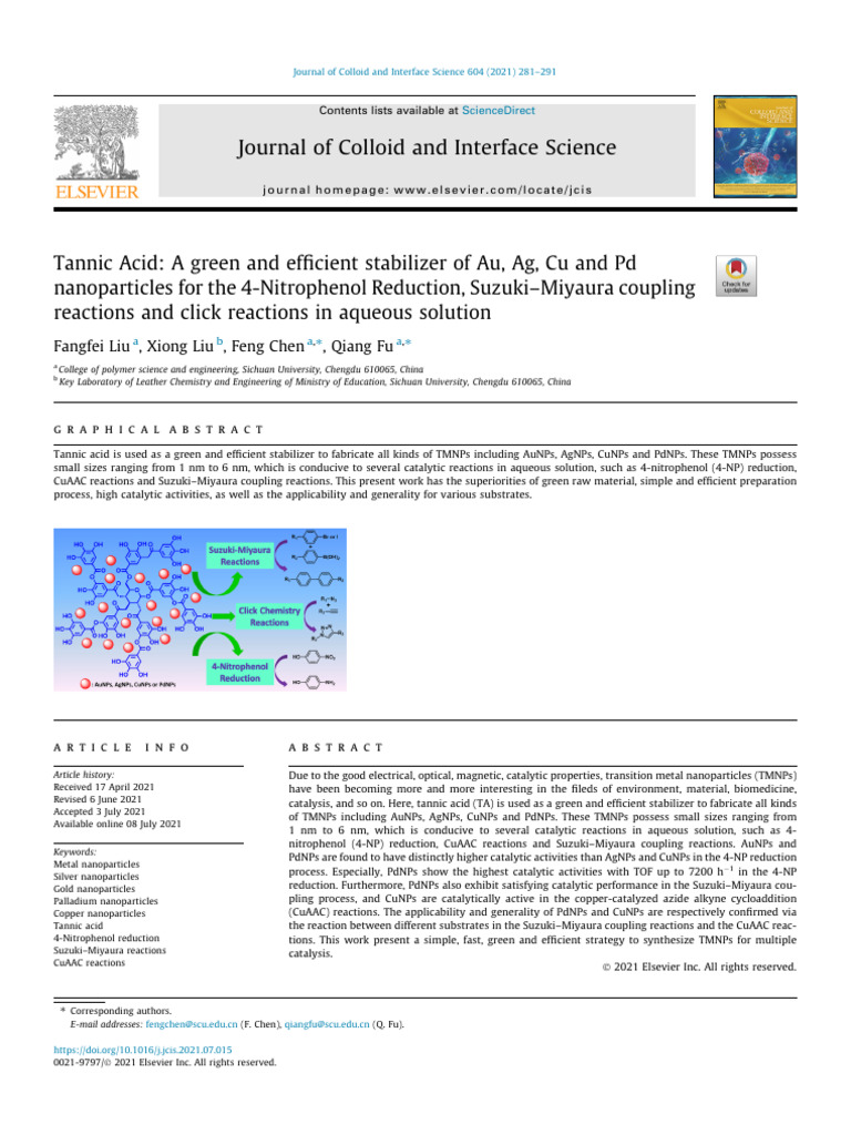 1 s2.0 S0021979721010766 Main | PDF | Catalysis | Nanoparticle