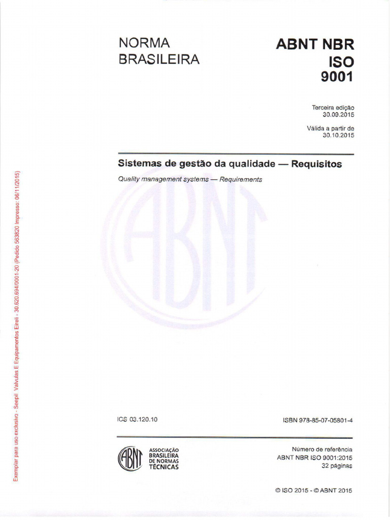 01-Abnt NBR Iso-9001-2015 | PDF