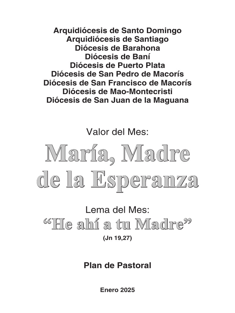 Plan Pastoral Enero 2025: Esperanza y Fe | PDF | María, madre de Jesús ...