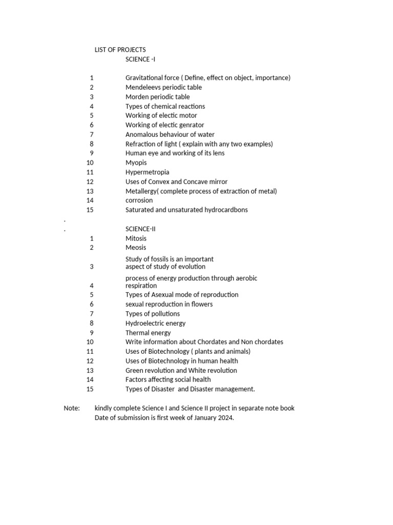 Science Projects | PDF