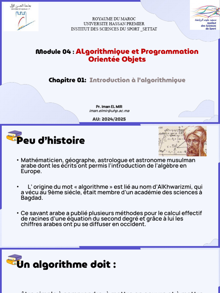 Introduction à l'algorithmique et POO | PDF | Programmation ...
