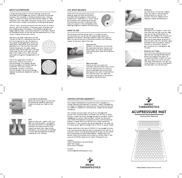 Acupressure Mat Manual | PDF | Acupressure | Hip