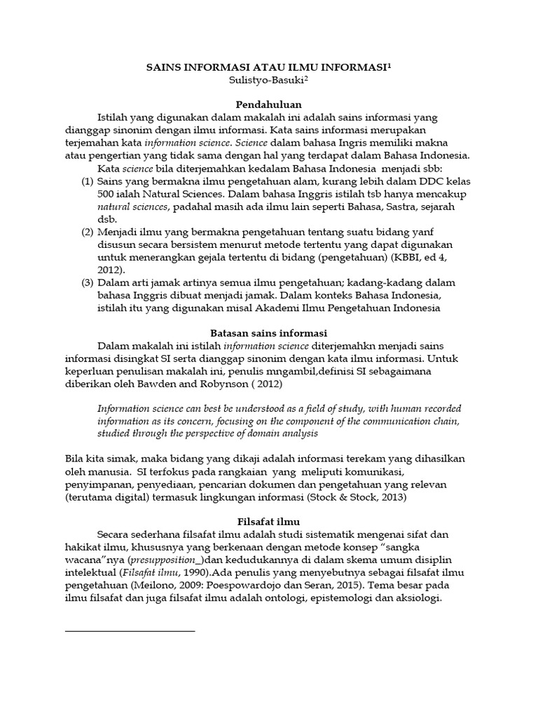 Memahami Sains Informasi dan Ontologi | PDF
