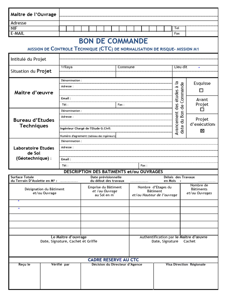 Bon de Commande CTC - Mission M1 | PDF | Ingénierie