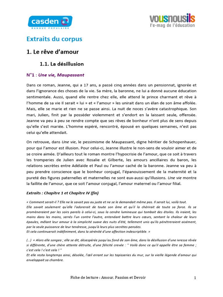 Amour et Désillusion dans la Littérature | PDF