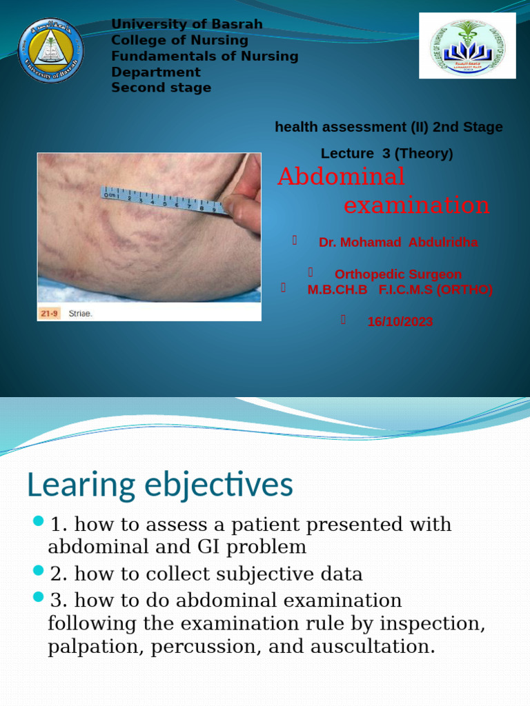 Abdominal Examination in Nursing | PDF | Abdomen | Medical Specialties