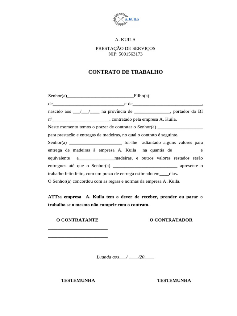 Contrato de Corte de Madeira A.Kuila | PDF