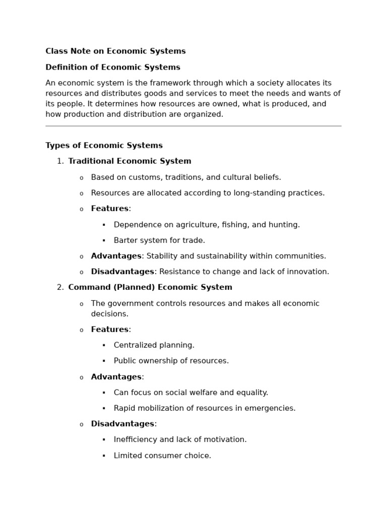 Overview of Economic Systems Types | PDF | Economic System | Market ...