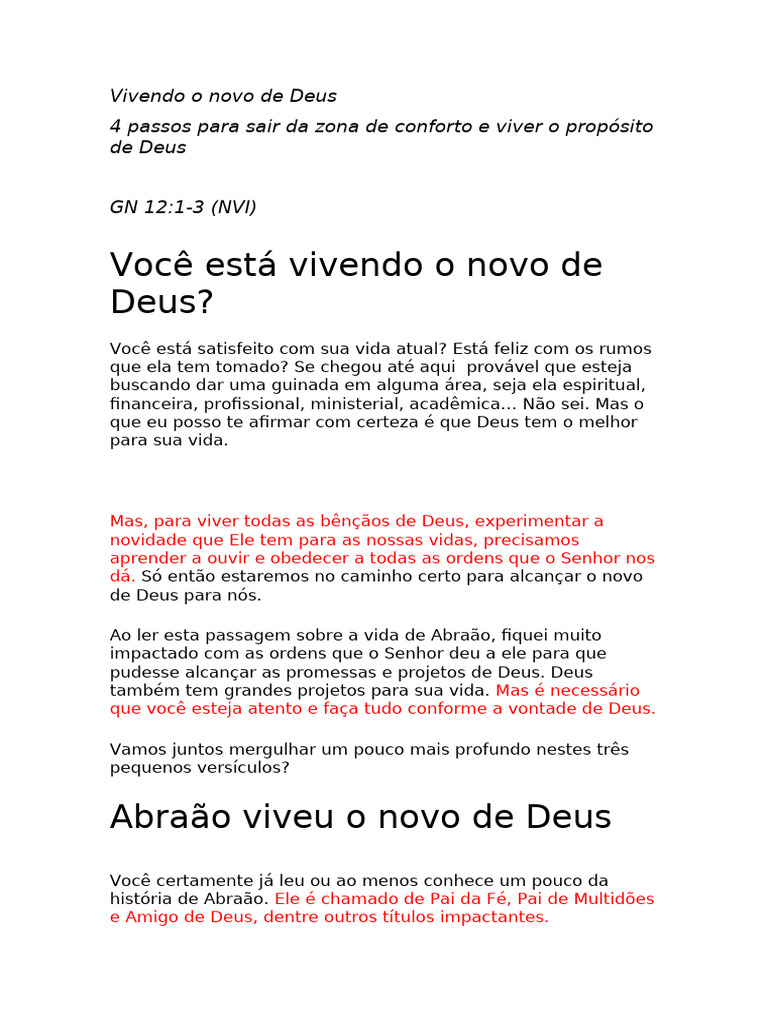Vivendo o Novo de Deus | PDF | Abraão | Deus