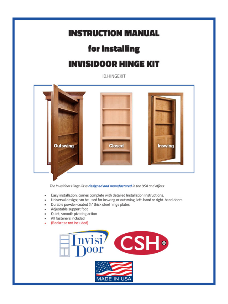 Invisidoor Hinge Kit Installation Guide | PDF | Door | Screw