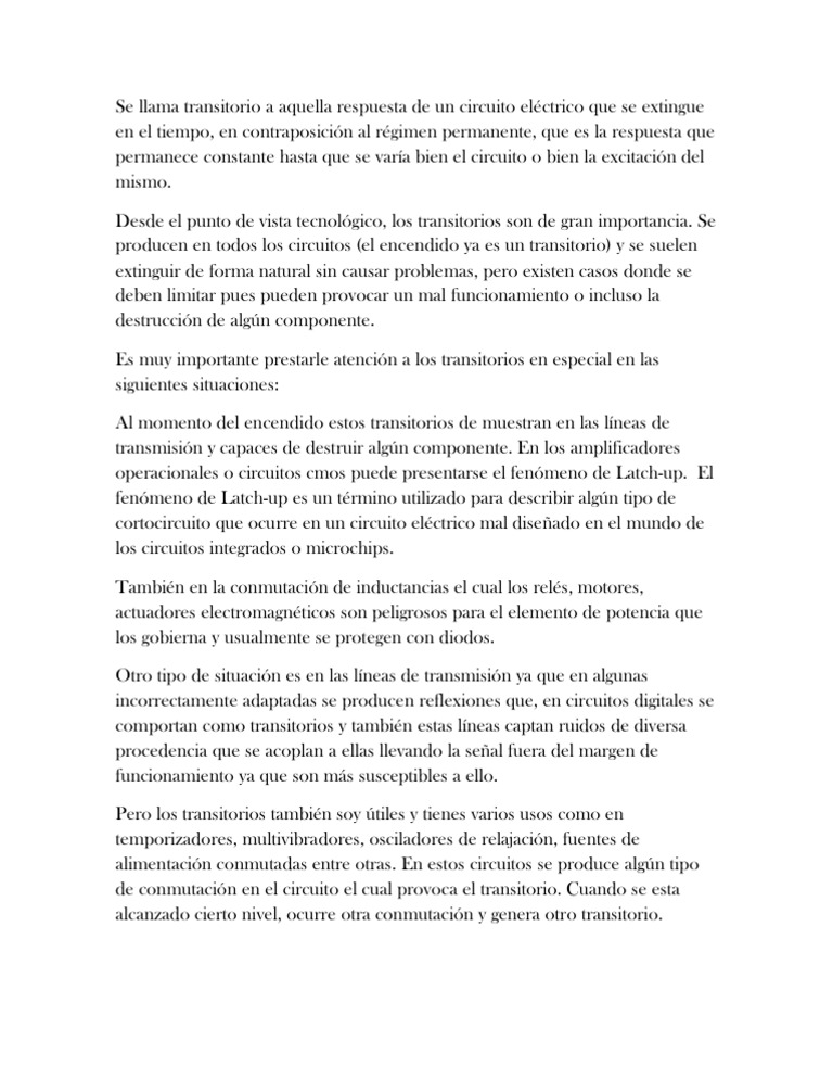 Fenómeno Transitorio en Análisis | PDF