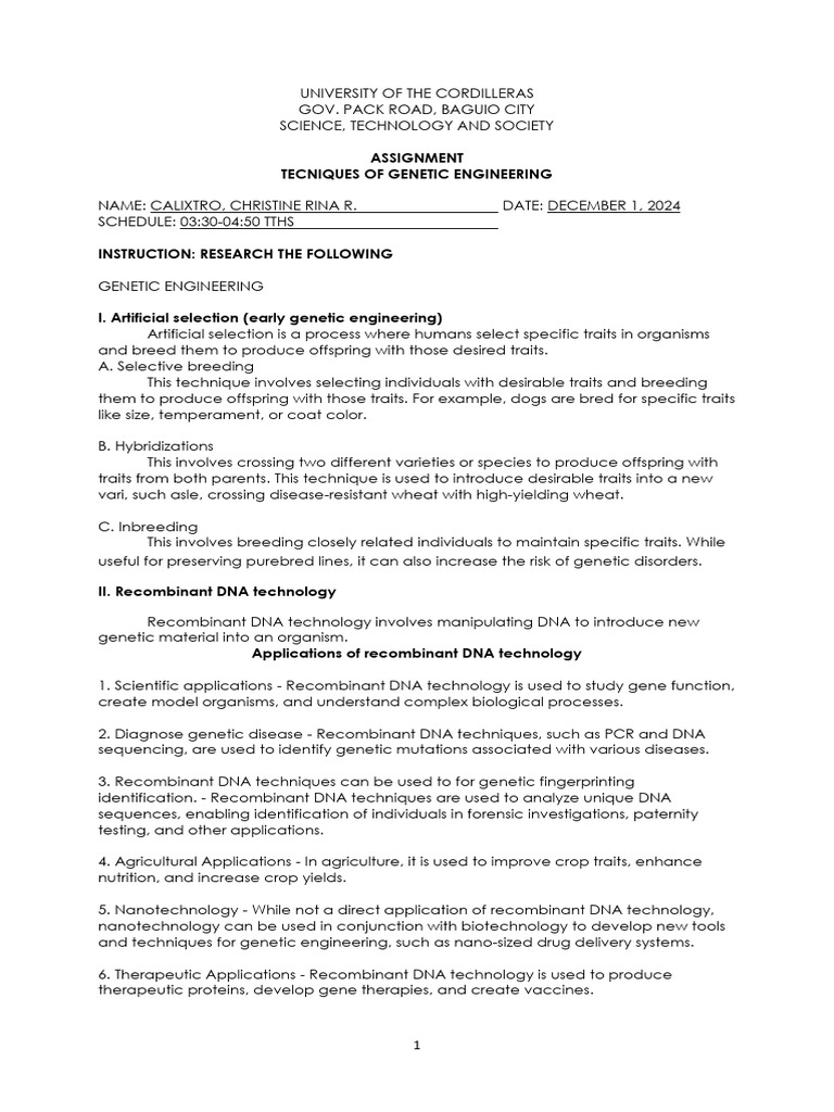 Genetic Engineering Techniques Overview | PDF | Genetically Modified ...