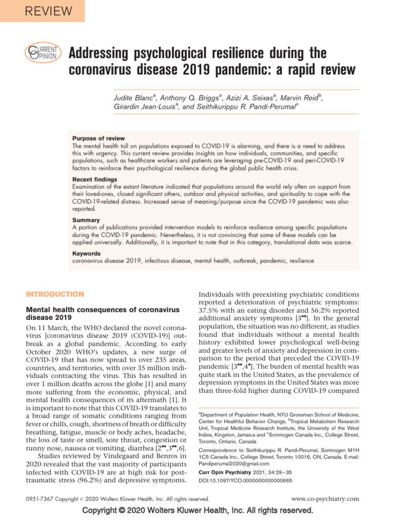 Enhancing Resilience During COVID-19 | PDF | Psychological Resilience ...