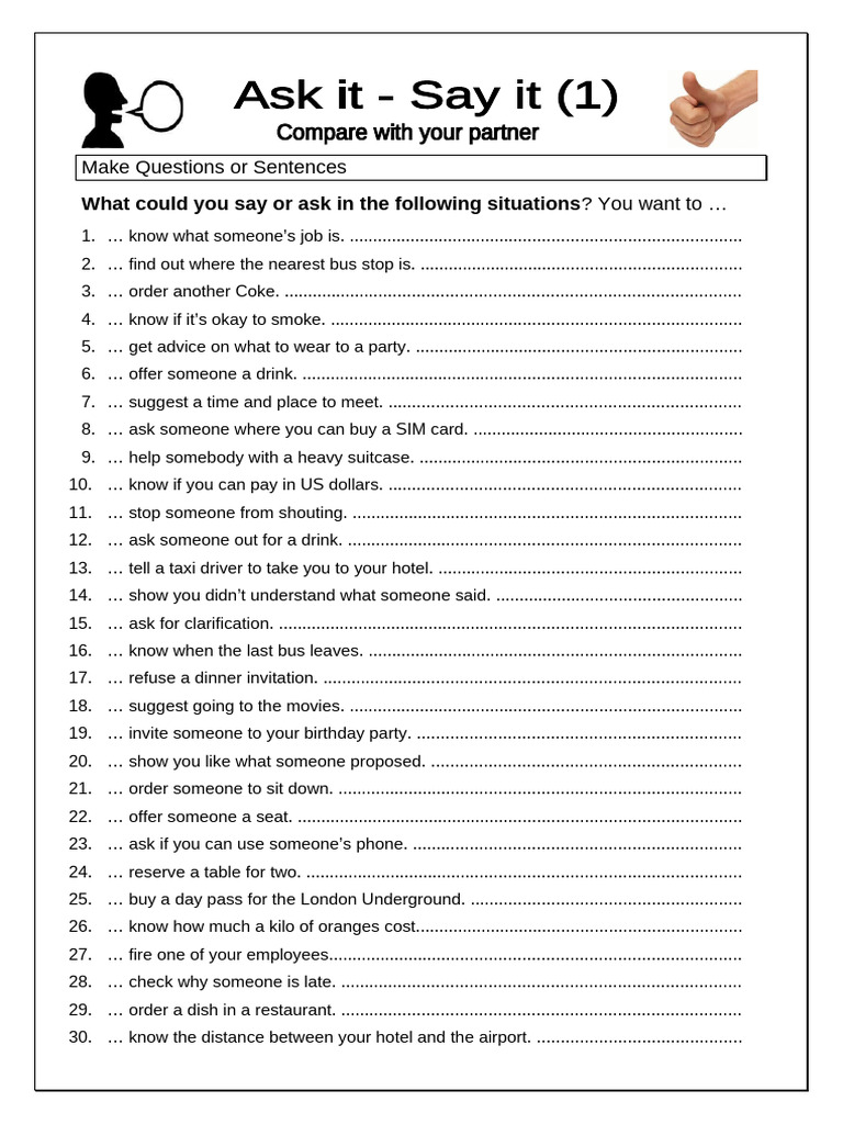 Making Useful Questions and Expressions Ask It Say It - 156347 | PDF