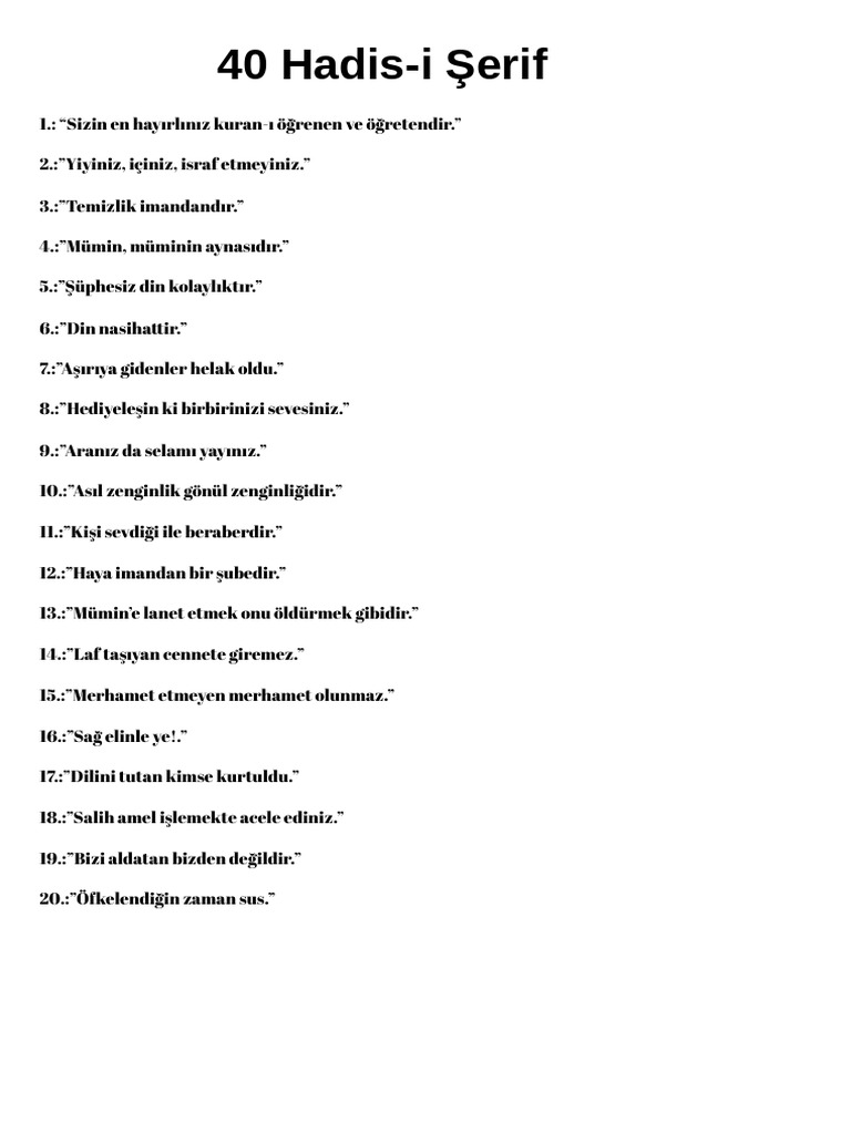 40 Hadis-I Şerif PDF | PDF