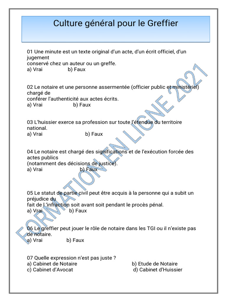 Quiz sur le droit et la justice | PDF