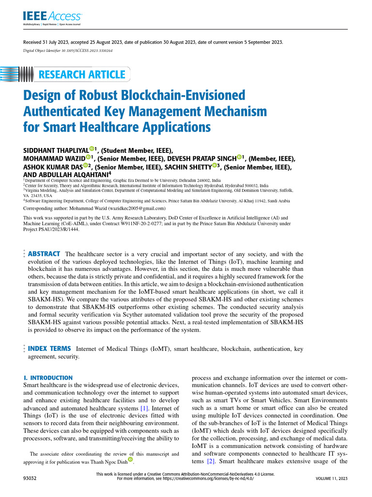 Robust Blockchain Key Management for Healthcare | PDF | Internet Of ...