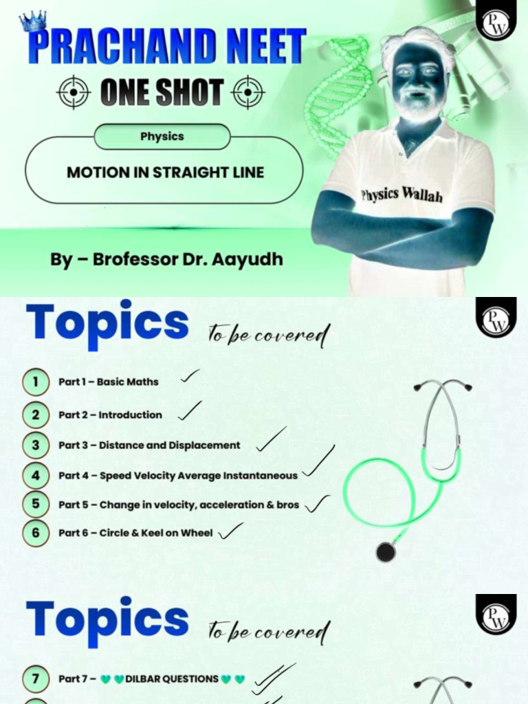 Motion in A Straight Line (One Shot) Class Notes-Invert | PDF