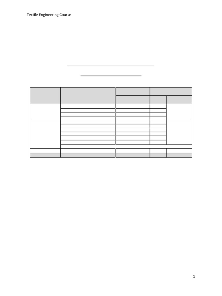 2024 Course of Textile Engineering | PDF | Textiles | Textile Industry