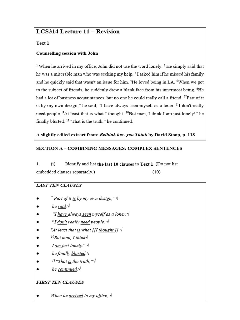 LCS314 Lecture 11: Counseling Insights | PDF | Grammar | Linguistics