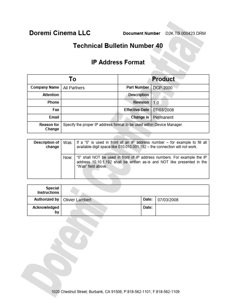 IP Address Format Update for DCP-2000 | PDF
