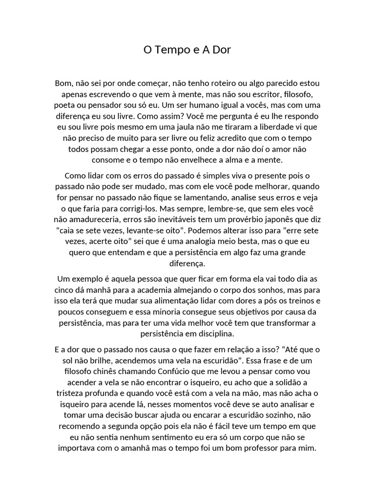 Reflexões sobre Tempo, Dor e Amor | PDF | Tempo | Pensamento