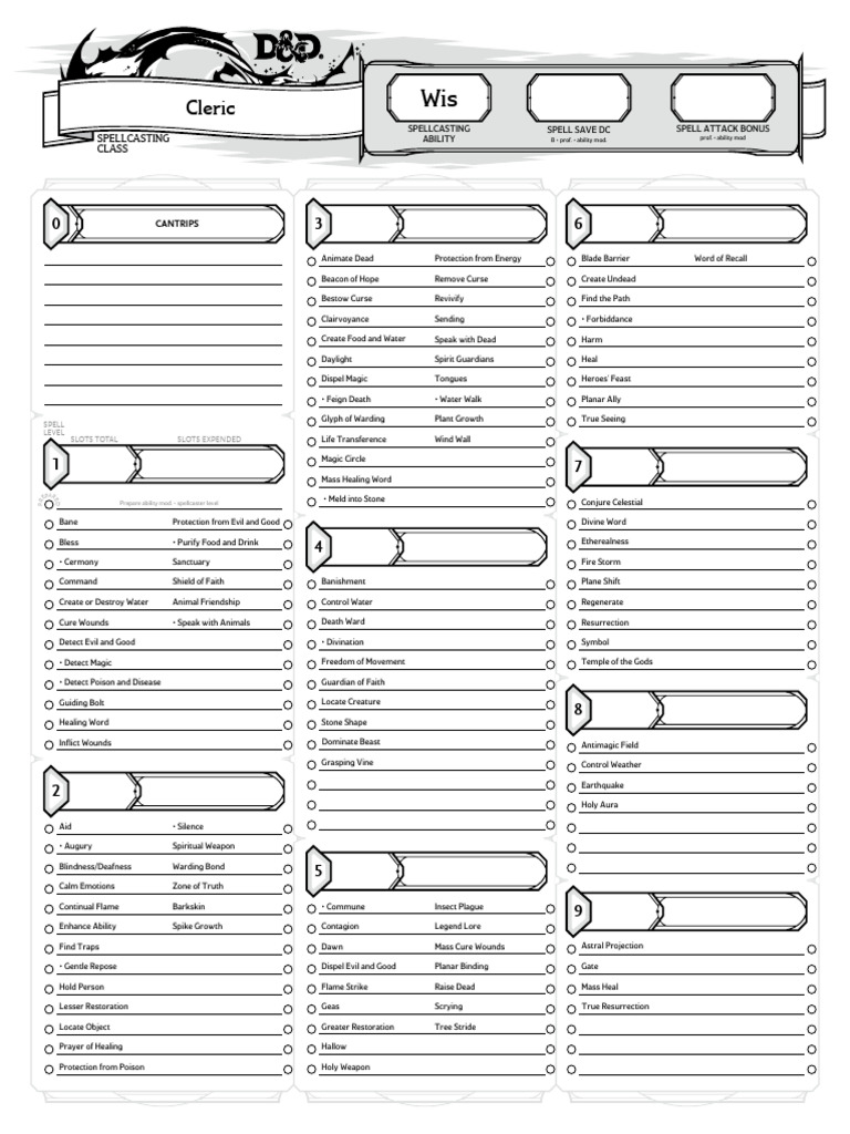 Cleric Spell List - Nature Domain | PDF