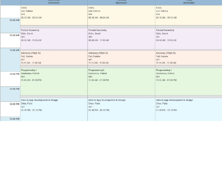 Timetable | PDF