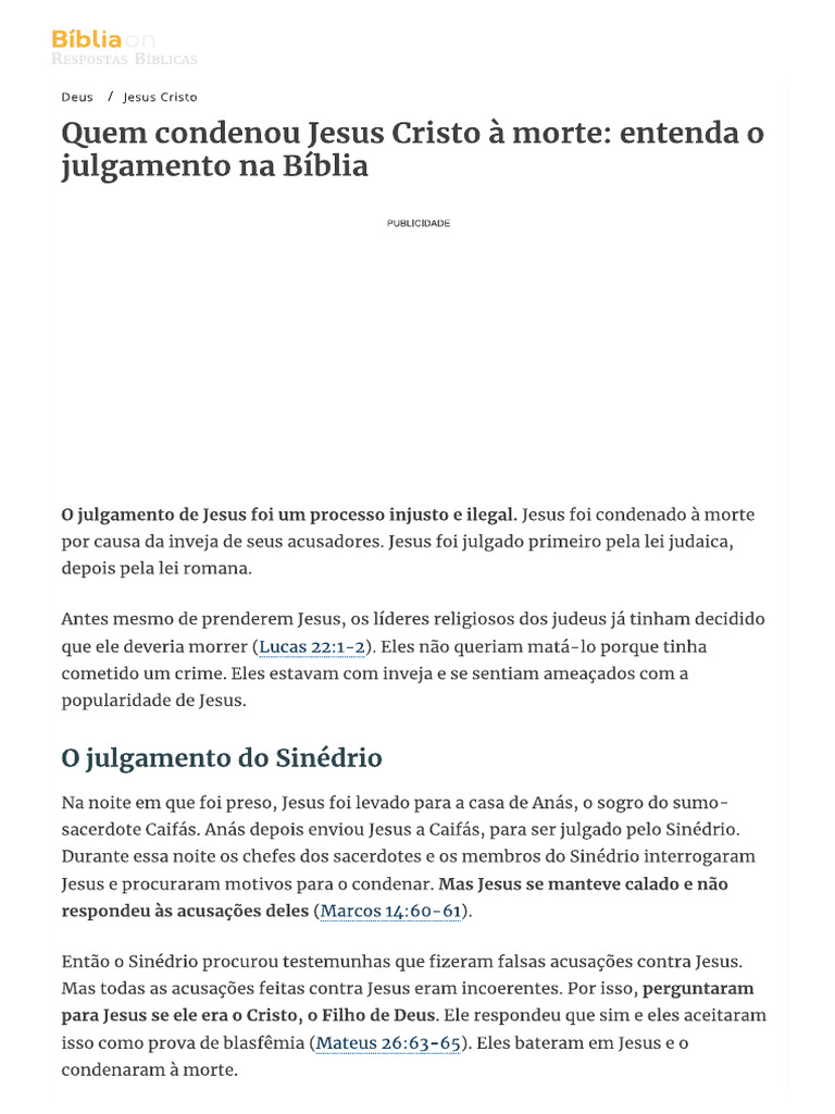 Quem Condenou JC À Morte | PDF