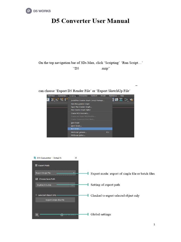 D5 Converter User Manual for 3Ds Max | PDF | Autodesk 3ds Max | Software