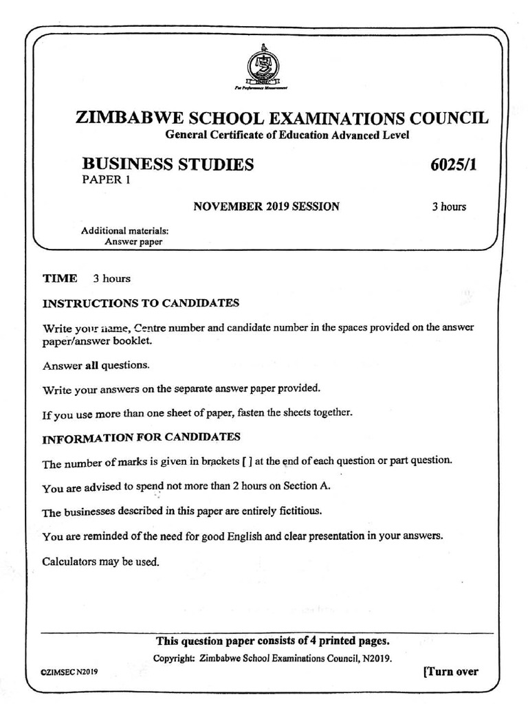 A-Levels Business Studies 2019 | PDF