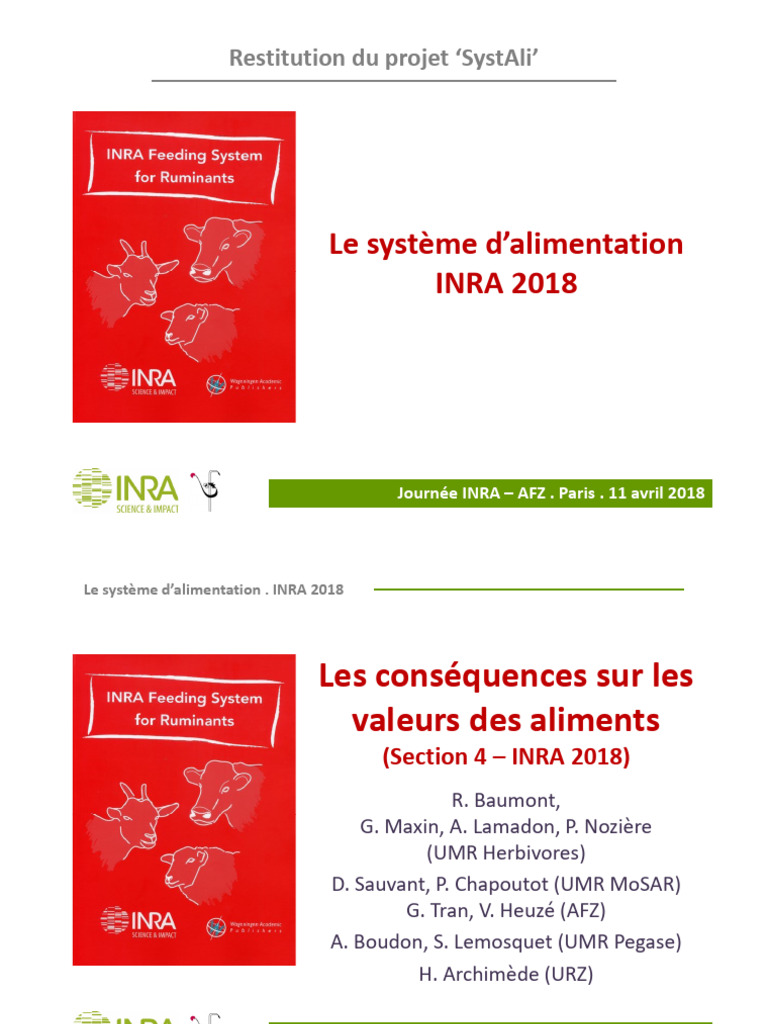 Système d'Alimentation INRA 2018 | PDF | Fourrage
