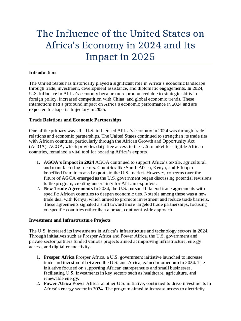 The Influence of The United States On Africa | PDF | Africa | Economies