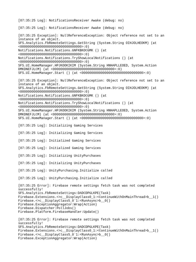 Unity Gaming Services Initialization Logs | PDF | Computing | Software