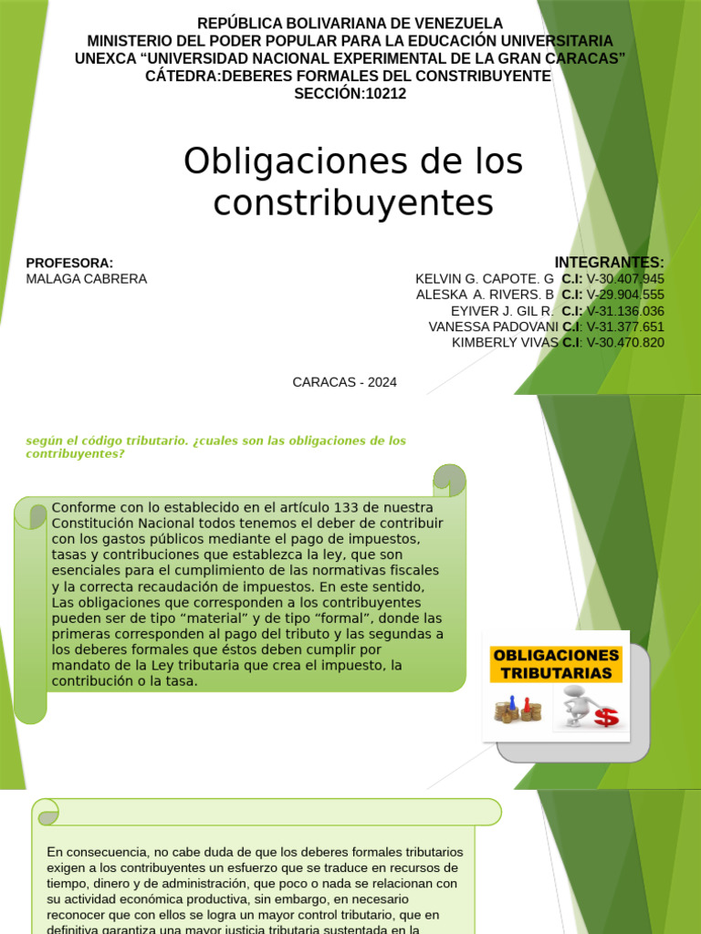 Obligaciones Tributarias en Venezuela | PDF | Impuestos | Contabilidad