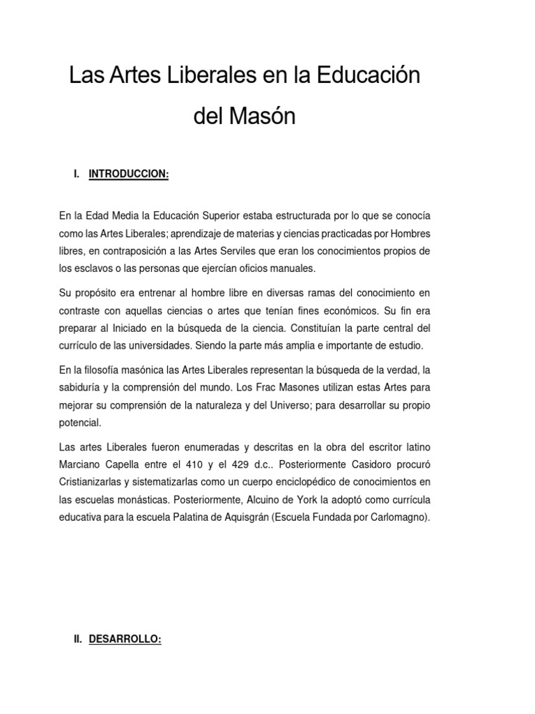 Las Artes Liberales en La Educacion Del | PDF | Educación en artes ...
