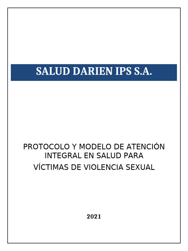 Protocolo de Atención a Víctimas de Violencia Sexual | PDF | Violación ...
