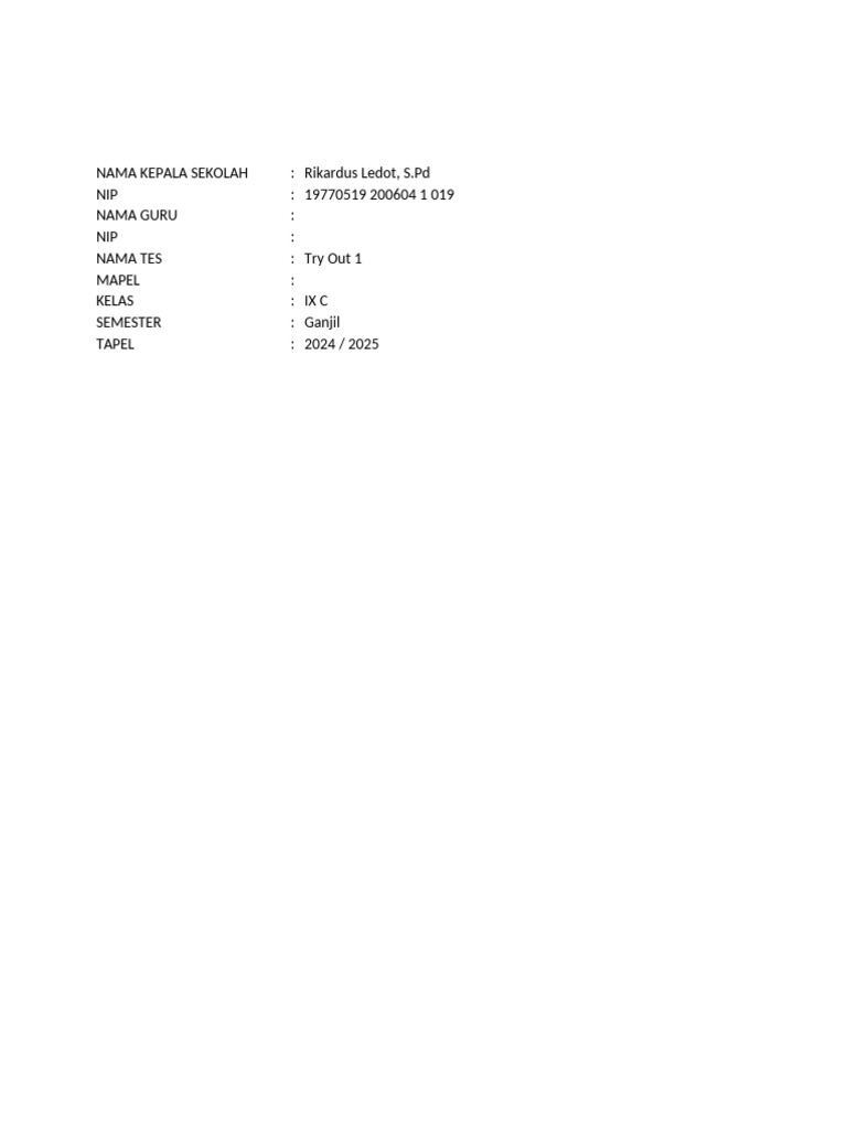 Nilai Try Out 1 Mapel IPA 9C | PDF