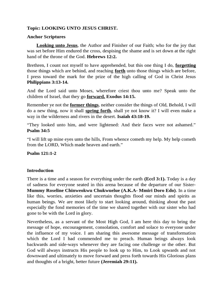 Looking Unto Jesus Christ | PDF | Jesus | Salvation