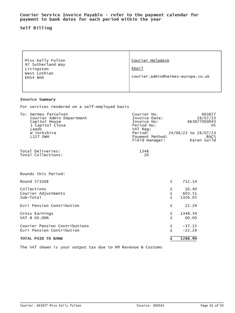 Courier Invoice Summary for July 2023 | PDF | Value Added Tax | Invoice