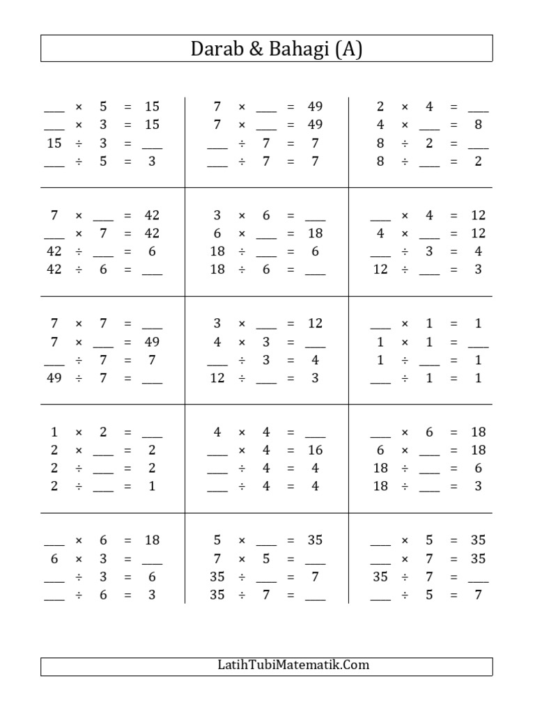 Latihan Matematik: Darab & Bahagi | PDF